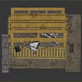Industrial Construction Structure With Yellow Metal Frame Multi Level Platform And Striped Floor