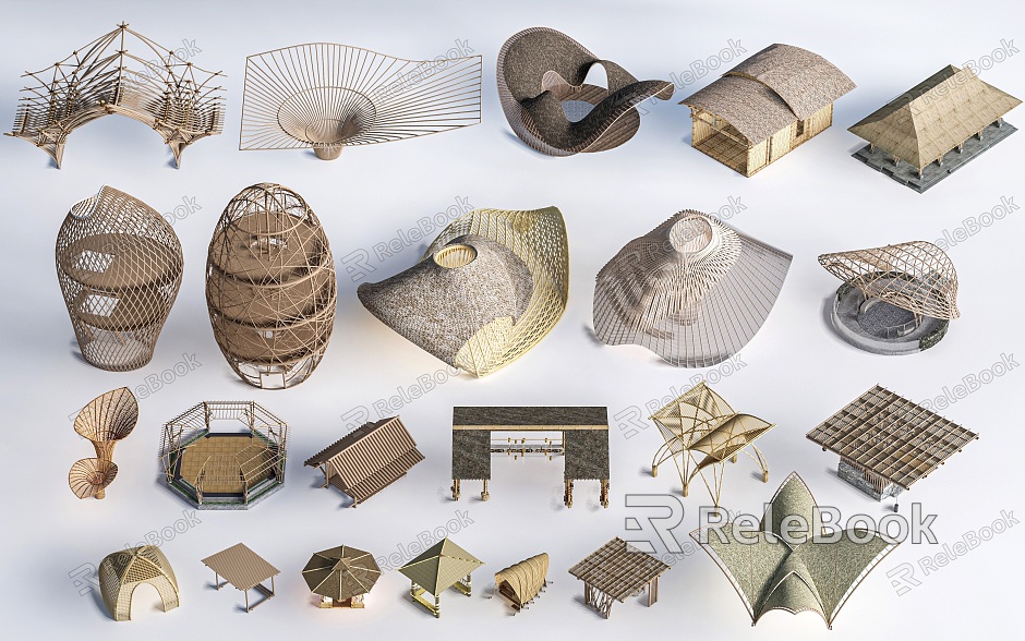 Landscape Pavilion Bamboo Pavilion Pavilion Village Pavilion model