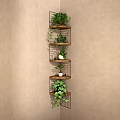 Multi Tiered Wooden And Metal Plant Shelf For Indoor Greenery