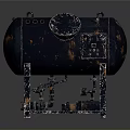Industrial Metal Tank Equipment Featuring Rustic Surface Circular Lid Pipes And Valves
