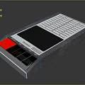 Sleek Electronic Control Panel With Red Button Black Display Gray Casing And White Buttons 3d model