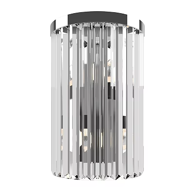 Modern Crystal Wall Lamp With Vertical Transparent Strips And Metal Frame For Interior Lighting 3d model
