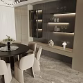 Modern Living and Dining Room Interior With Sofa Coffee Table Fireplace and Decorative Plants