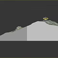 3D Terrain Model of Mountainous Landscape With River Roads and Yellow Marker
