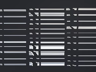 Collection of White Ceiling Moldings with Various Designs on Black Background 3d model