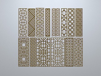 Chinese-style window grilles line silhouette pane window sill border engraved window edge strip construction 3d model