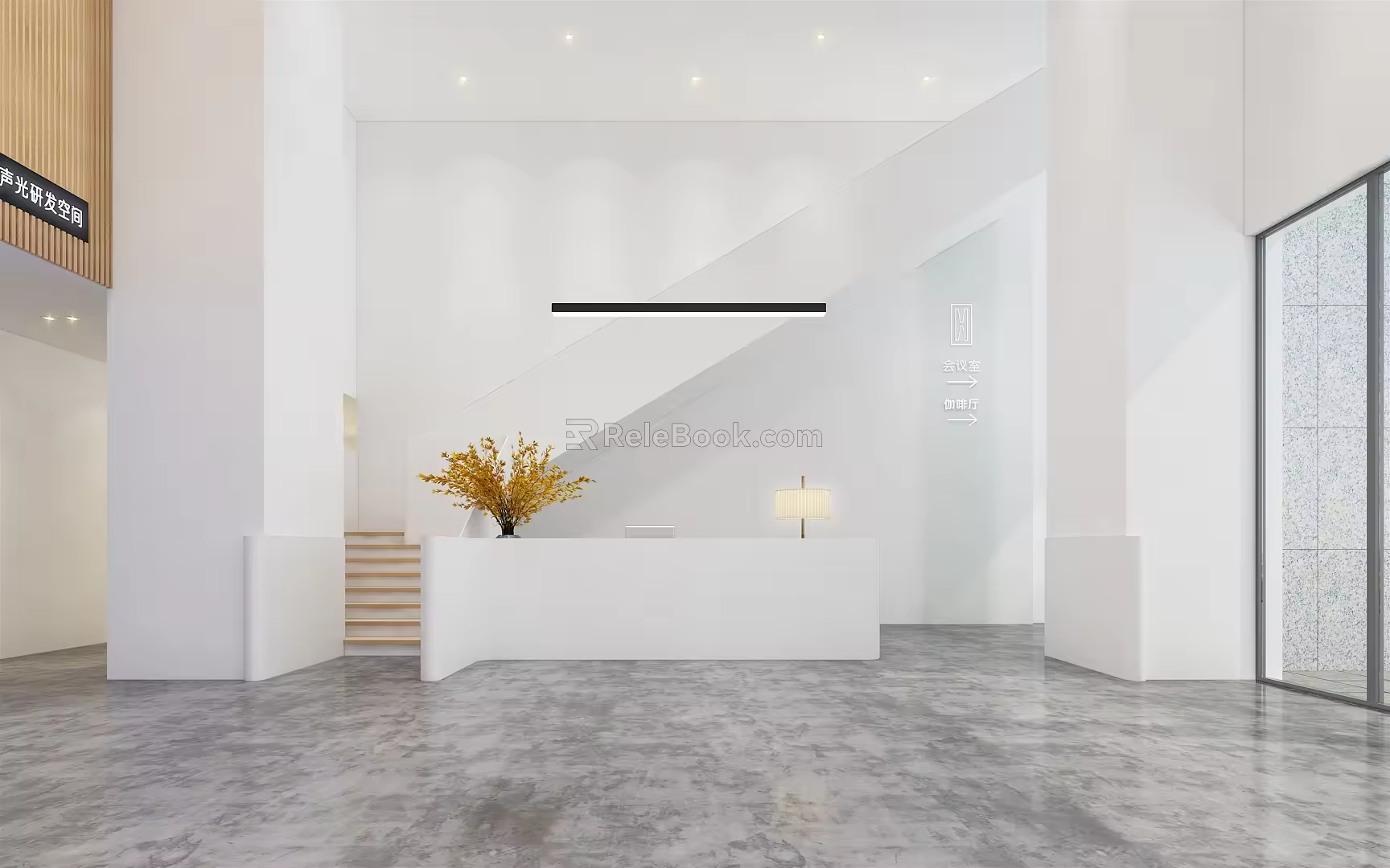 Modern Front Desk Minimal Hall Front Desk 3d model