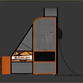Orange Basketball Arcade Machine With Hoop Net Enclosure And Control Panel