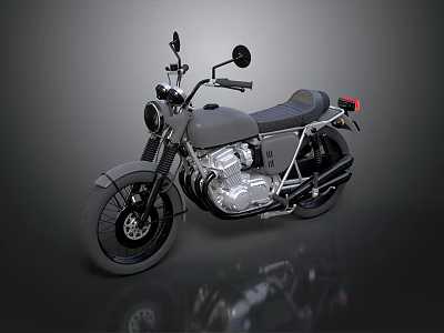Classic Vintage Motorcycle With Round Headlight Single Seat And Sleek Body Lines 3d model