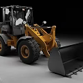 Yellow Heavy Duty Wheel Loader With Large Black Bucket Cabin And Big Tires