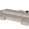 Modern Beige Modular Sectional Sofa With Comfortable Cushioned Seats And Spacious Design 3d model