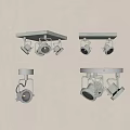 Modern Track Lighting Fixtures Set With Adjustable Ceiling Mounted Spotlights 3d model