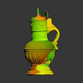 Elegant White Ceramic Decorative Jug With Gold Accents Handle And Carved Lid