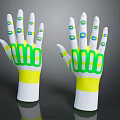 White Gloves With Green Yellow Markings For Interactive Technology And Sensing Applications 3d model