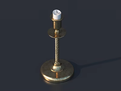 Metal Candle Lamp With Spiral Pillar Round Base And White Candle Top 3d model