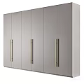 Modern Light Gray Wardrobe With Panel Doors And Brushed Metal Handles