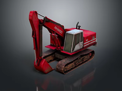 Red Excavator Heavy Machinery For Construction 3d model
