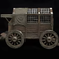 Vintage Wooden Carriage With Grid Windows Canvas Cover And Spoked Wheels