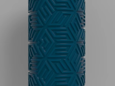 Blue Column With Intricate Geometric Patterns And 3D Textured Surface Design 3d model
