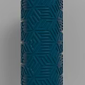 Blue Column With Intricate Geometric Patterns And 3D Textured Surface Design