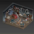 Cartoon Room Interior With Bed Desk Rabbit Plush Toys And String Lights