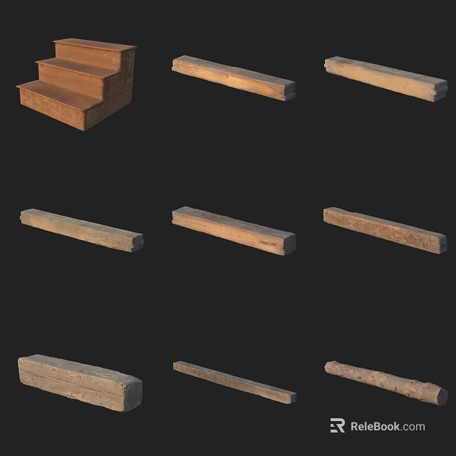 Wooden Step Landscape Design With Various Treads And Risers Components 3d model