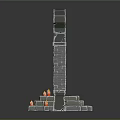 Ancient Stone Archway Scene Component With Mystical Blue Particle Effect Stone Steps And Burning Torches