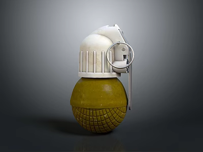 Grenade Weapon With White Top Green Bottom Grid Texture And Metal Fuse 3d model