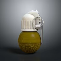 Grenade Weapon With White Top Green Bottom Grid Texture And Metal Fuse