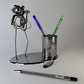 Pen case Pen container Black pen ornaments Stainless steel ornaments Pen cover 3d model