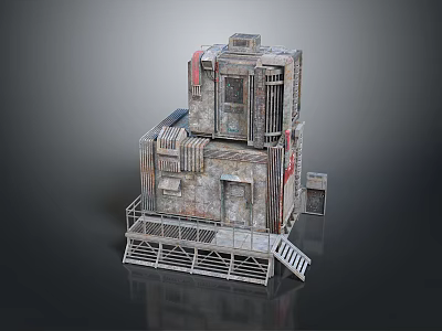 Scenic Industrial Landscape With Gray Metal Structure And Railing Details 3d model