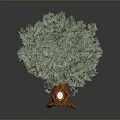Lush Green Tree With Brown Bear Figure At The Bottom