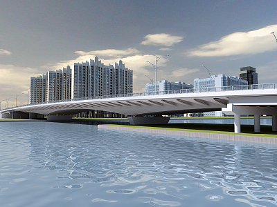 Modern Bridge Road Landscape 3d model