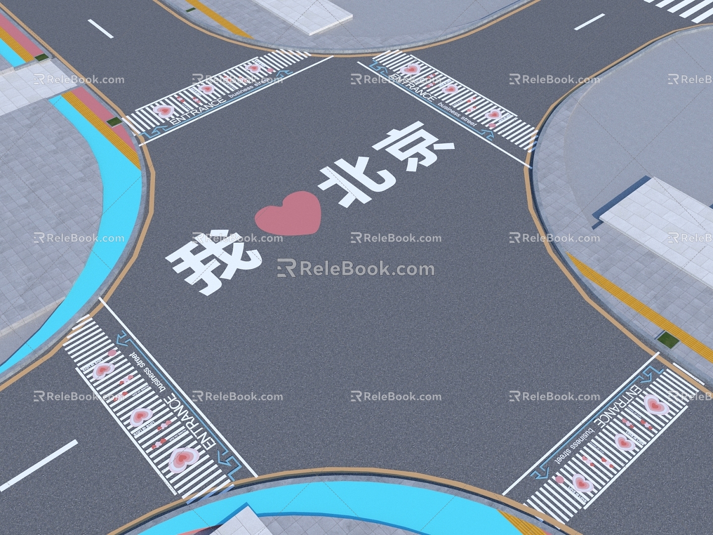 Generation road creative zebra crossing design 3d model