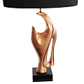 Modern Sculptural Table Lamp With Black Lampshade And Copper Base Warm Light 3d model