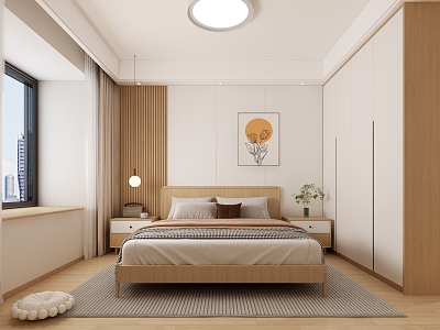 Modern master bedroom room black and white gray master bedroom room wardrobe chandelier ceiling lamp hanging picture master bedroom background wall bed toilet door 3d model