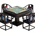 New Chinese Mahjong Table and Chair Chess and Card Table Mahjong Table Machine Hemp Automatic Mahjong Machine 3d model