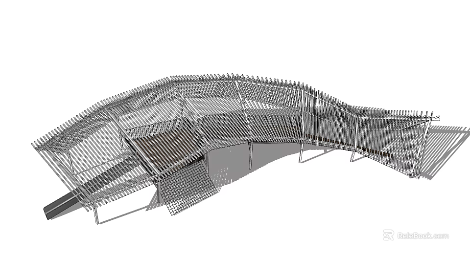 Modern Metal Pergola With Wavy Roof Design For Outdoor Garden Structure 3d model 
