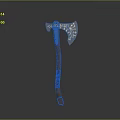 Ornate Silver Axe With Wooden Handle Brown Leather Straps And Decorative Patterns