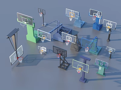 Colorful Basketball Hoops Various Styles and Sizes Sports Equipment for Indoor Outdoor Use 3d model