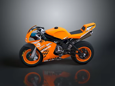 Orange Racing Motorcycle With Number 3 Sporty Design And Black Accent Details 3d model