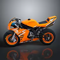 Orange Racing Motorcycle With Number 3 Sporty Design And Black Accent Details