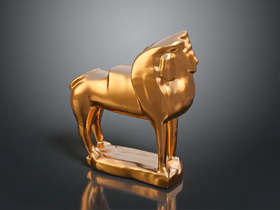 Elegant Golden Lion Shaped Decorative Furniture Sculpture For Home Decor 3d model