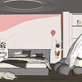 Playful Kids Room With Pink Walls Curved Design Soft Lighting Teepee And Wooden Floor