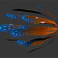 Artistic 3D Rendered Plant With Blue Orange Leaves And Glowing Blue Spots