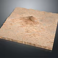 Natural Desert-like Terrain Model With Textured Surface And Central Hill Landform