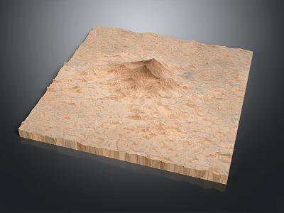 Natural Desert-like Terrain Model With Textured Surface And Central Hill Landform 3d model