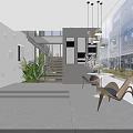 Modern Lounge Area Interior With Gray Sofa Chairs Coffee Table And Wooden Walls