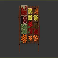 Vintage Wooden Fruit Cart with Fresh Pineapple Orange Strawberry and Banana