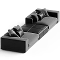 Modern Gray Upholstered Sectional Sofa With Plush Pillows And Modular Design 3d model